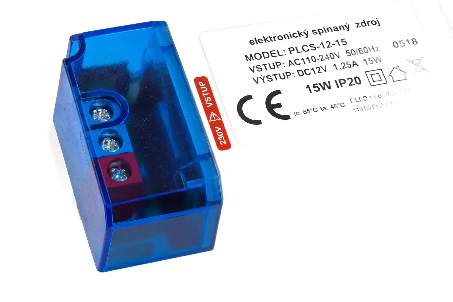 Ochranné funkce nábytkového LED zdroje 12V 15W s ochranou přetížení zkratu přehřátí a přepětí